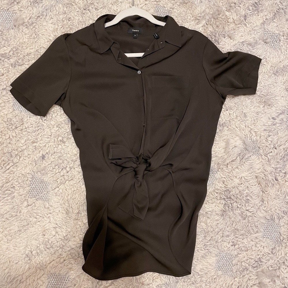 [Like New] Theory Silk Tie Waist Blouse M